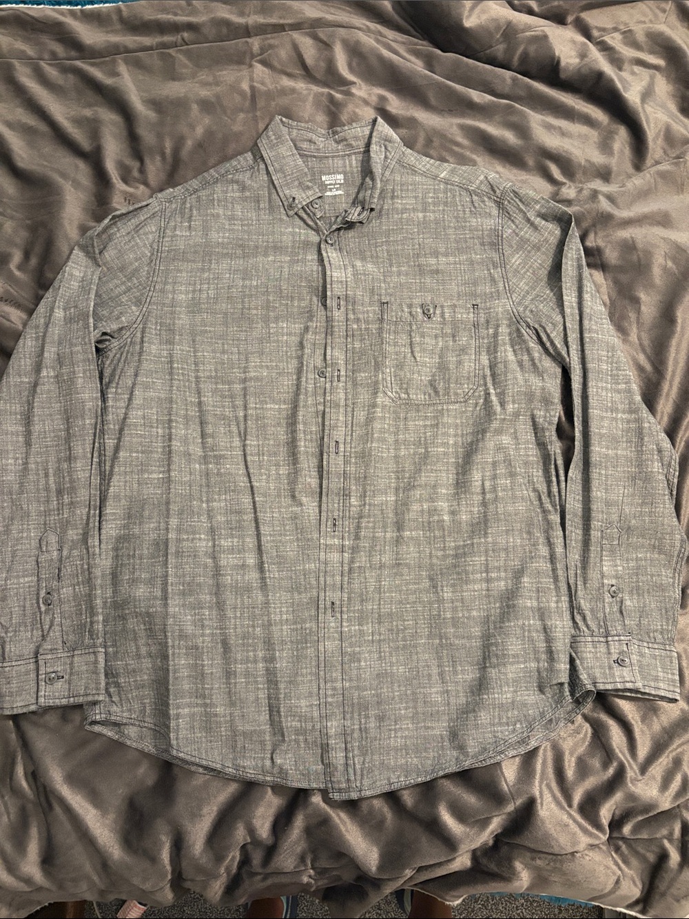 Mossimo Supply Co. Gray Button-Down Long Sleeve Shirt